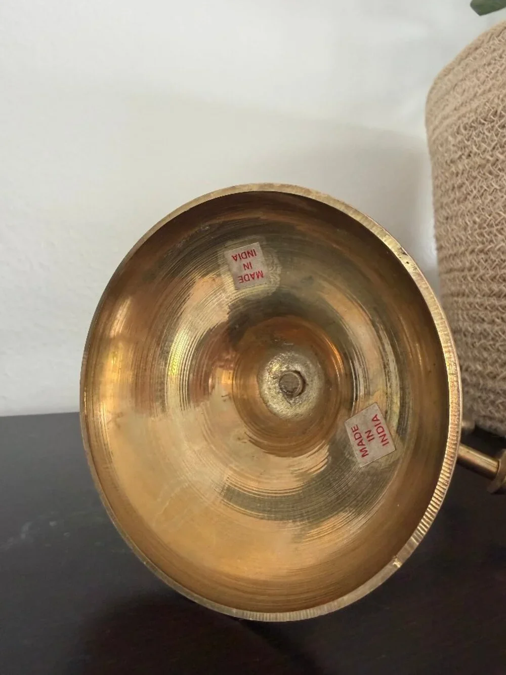 Vintage Brass French Horn Candlestick, India Taper Candle Holder, Mid Century